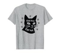 Regalo para Amantes de los Gatos, sin Hijos, sin Hijos Camiseta, Hombre, Gris Jaspeado, 6XL