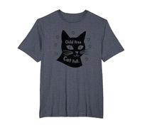 Regalo para Amantes de los Gatos, sin Hijos, sin Hijos Camiseta, Hombre Tallas Grandes, Azul Jaspeado, 3X Alto