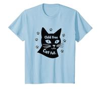 Regalo para Amantes de los Gatos, sin Hijos, sin Hijos Camiseta, Niños, Azul Bebé, 6 años