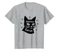 Regalo para Amantes de los Gatos, sin Hijos, sin Hijos Camiseta, Niños, Gris Jaspeado, 6 años
