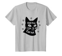 Regalo para Amantes de los Gatos, sin Hijos, sin Hijos Camiseta, Niños, Plata, 6 años