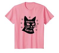 Regalo para Amantes de los Gatos, sin Hijos, sin Hijos Camiseta, Niños, Rosado, 6 años
