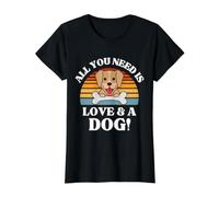 Regalo para Amantes de los Perros, Todo lo Que Necesitas es Amor y un Perro Lindo Camiseta gráfica económica, Mujer, Negro, L