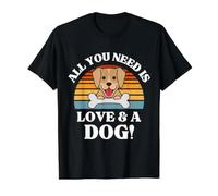 Regalo para Amantes de los Perros, Todo lo Que Necesitas es Amor y un Perro Lindo Camiseta gráfica económica, Hombre, Negro, L