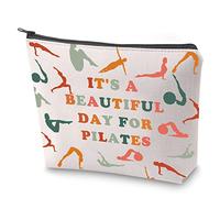 Regalo para amantes del pilates, entrenador de pilates, instructor, regalo de agradecimiento con texto en inglés "It's A Beautiful Day for Pilates Makeup Bag with Zipper Yoga Pilates Gift, Pilates, No