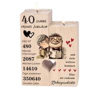 Regalo para bodas de rubí, portavelas, decoración para bodas de rubí, regalos para el 40º aniversario de bodas - Regalo de 40º aniversario feliz para mujer, hombre, parejas, mujeres, hombres