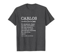 Regalo para Carlos con Nombre Divertido Significado Hombres Camiseta, Hombre, Jaspeado Oscuro, 6XL
