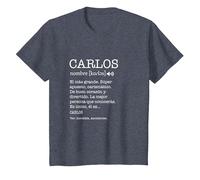 Regalo para Carlos con Nombre Divertido Significado Hombres Camiseta, Niños, Azul Jaspeado, 6 años