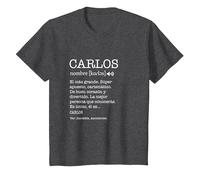 Regalo para Carlos con Nombre Divertido Significado Hombres Camiseta, Niños, Jaspeado Oscuro, 6 años