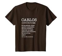 Regalo para Carlos con Nombre Divertido Significado Hombres Camiseta, Niños, Marrón, 6 años