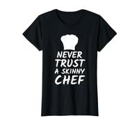 Regalo para Chef Never Trust a Skinny Chef Funny Chef Camiseta gráfica económica, Mujer, Negro, L