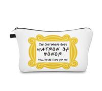Regalo para dama de honor, despedida de soltera, regalos de boda para mejores amigas, bolsa de maquillaje, bolsa de cosméticos para mujeres, THE ONE WHERE SHE'S MATRON OF HONOR