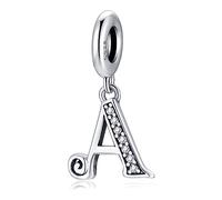 Regalo para día de la Madre-Letra Charms A Plata de ley 925 Compatible con Pulseras y Collar Pandora Europeo, Regalo para Cumpleaños Madre/Hija