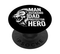 Regalo para el día del padre con cabeza de león con corazón PopSockets PopGrip Adhesivo