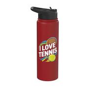 Regalo para fanáticos del deporte I Love Tennis Stainless Steel Insulated Water Bottle