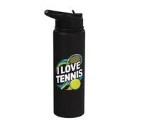 Regalo para fanáticos del deporte I Love Tennis Stainless Steel Insulated Water Bottle