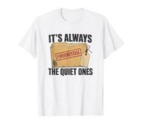 Regalo para fanáticos del Verdadero Crimen It's Always The Quiet Ones Camiseta gráfica económica, Hombre, Blanco, S