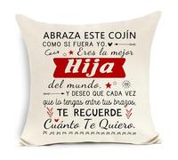 Regalo para Hija de Parte de mamá y papá Abraza Este cojín como si Fuera yo Decoración para el hogar Funda de cojín para Hija Cumpleaños Navidad Regalo de graduación