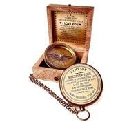 Regalo para Hijo de mamá y papá | Brújula grabada de 2 Pulgadas - Regalos de Padre a Hijo, Regalos de mamá a Hijo para graduación, cumpleaños, Bautizo, confirmación, comunión (Hijo - I Love You)