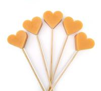 Regalo para invitados - Pack 10 uds. Piruleta de jabón aromático en forma de corazón - Detalle para eventos: cumpleaños, bodas, bautizos, comuniones, fiestas infantiles - Aroma: Naranja y jengibre