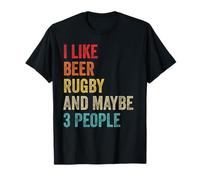 Regalo para jugador de rugby y quizás 3 personas con texto en inglés "I Like Beer Rugby & Maybe 3 Camiseta
