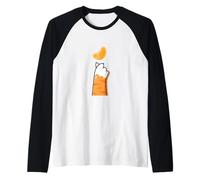 Regalo para los Amantes de KPOP, Gatito, Pata de Gato, corazón, Mandarina, Naranja Camiseta Manga Raglan