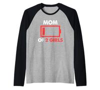 Regalo para mamá de 2 niñas, Regalo para el día de la Madre o cumpleaños Camiseta Manga Raglan