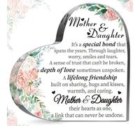 Regalo para mamá de hija e hijo, bloque acrílico en forma de corazón para mamás, letrero de placa de corazón para agradecido, día de la madre, cumpleaños, Acción de Gracias, ideas de regalo (mamá e