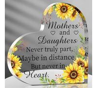 Regalo para mamá de hija e hijo, bloque acrílico en forma de corazón para mamás, letrero de placa de corazón para agradecido, día de la madre, cumpleaños, Acción de Gracias, ideas de regalo (madre e