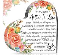 Regalo para mamá de hija e hijo, bloque acrílico en forma de corazón para mamás, letrero de placa de corazón para agradecido, día de la madre, cumpleaños, Acción de Gracias, ideas de regalo (mamá en