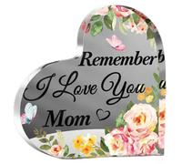 Regalo para mamá de hija e hijo, bloque acrílico en forma de corazón para mamás, placa de corazón para agradecido, día de la madre, cumpleaños, Acción de Gracias, ideas de regalo (I Love Mom)