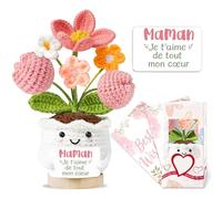 Regalo para mamá y cumpleaños, mamá, flor, ganchillo, patata, positiva, ideal para regalo de fiesta de meres, decoración para casa, habitación, regalos de Navidad, San Valentín, para Grand Mere Belle