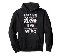 Regalo para Mujer de Just A Girl Who Love Jesus and Wolves Sudadera con Capucha