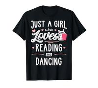Regalo para Mujer «Solo una Chica a la Que le Encanta Leer y Bailar» Camiseta gráfica económica