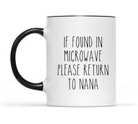 Regalo para Nana. Si se encuentra en micro, devuélvalo a Nana. Tazas de café. Taza de café novedosa. Taza de té de cerámica con impresión de doble cara para mamá, papá, amigo, esposa, esposo, regalo d