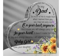 Regalo para papá de hija e hijo, bloque acrílico en forma de corazón para papás, placa de corazón para agradecido, día del padre, cumpleaños, Acción de Gracias, ideas de regalo (papá lavanda)