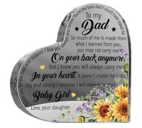 Regalo para papá de hija e hijo, bloque acrílico en forma de corazón para papás, placa de corazón para agradecido, día del padre, cumpleaños, Acción de Gracias, ideas de regalo (papá lavanda)