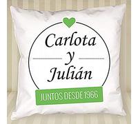Regalo para Parejas Personalizable: cojín con un corazón y Personalizado con Sus Nombres y la dedicatoria Que tú Quieras