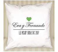 Regalo para Parejas Personalizable con Motivo de una Boda o Aniversario: cojín con un corazón Personalizado con Sus Nombres y la dedicatoria Que tú Quieras