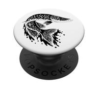Regalo para Pescadores, Camiseta de Pescado para Hombre, Lucio, Gran Lucio PopSockets PopGrip Adhesivo