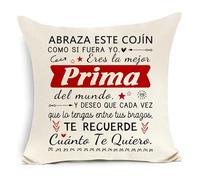 Regalo para prima de parte de su primo y él funda de cojín para prima | Decoración con textos inspiradores y conmovedores, Regalo cálido para Navidad o un cumpleaños, Regalo de Recuerdo Perfecto