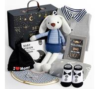 Regalo per Neonato, Set di Coperta/Pagliaccetto/Body/Bavaglino in Mussola per Neonati, Regalo per Rivelazione del Sesso del Bambino