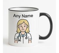 Regalo personalizable, taza negra rubia para enfermera, diseño profesional, cualquier mensaje de nombre, único, PC SGT Insp CID DS Detective Constable Sargeant Hat Cap Helmet