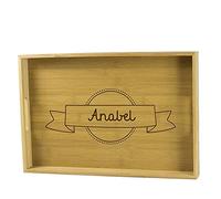 Regalo Personalizado: Bandeja de Madera de bambú grabada con el Nombre Que tú Quieras