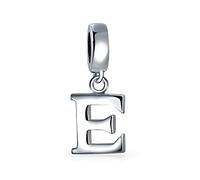 Regalo Personalizado Bloque Letra E Alfabeto Inicial Colgante Charm Bead Plata De Ley Para Pulsera Europea Grabado Personalizado