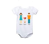 Regalo personalizado: body para bebé o camiseta infantil 'Familia' personalizable con los nombres del papá, la mamá y el hijo o la hija
