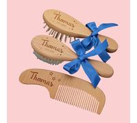 Regalo Personalizado For Bebé, Cepillo Y Peine For El Cabello For Recién Nacidos, Recuerdo De Bebé Grabado Personalizado, Juego De Cepillo Y Peine Personalizado For Niñas, Peine De Cerdas(Blue)