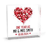 Regalo personalizado para el primer aniversario de boda para marido y esposa, personalizable con texto en inglés "One Year As Mr and Mrs", placa acrílica decorativa para recuerdo de señalización