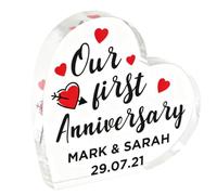 Regalo personalizado para nuestro primer aniversario, novio, novia, pareja, regalos personalizados para el primer aniversario de boda, marido, esposa, un año juntos, placa acrílica decorativa de