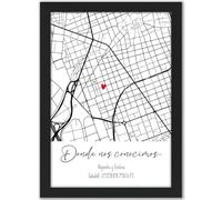 Regalo Personalizado para Parejas o Amistades | Póster con Coordenadas y Mapa con ubicación | Ideal para Aniversario Novio o Novia, Mujer o Hombre | Cuadro decorativo pared para Él o Ella